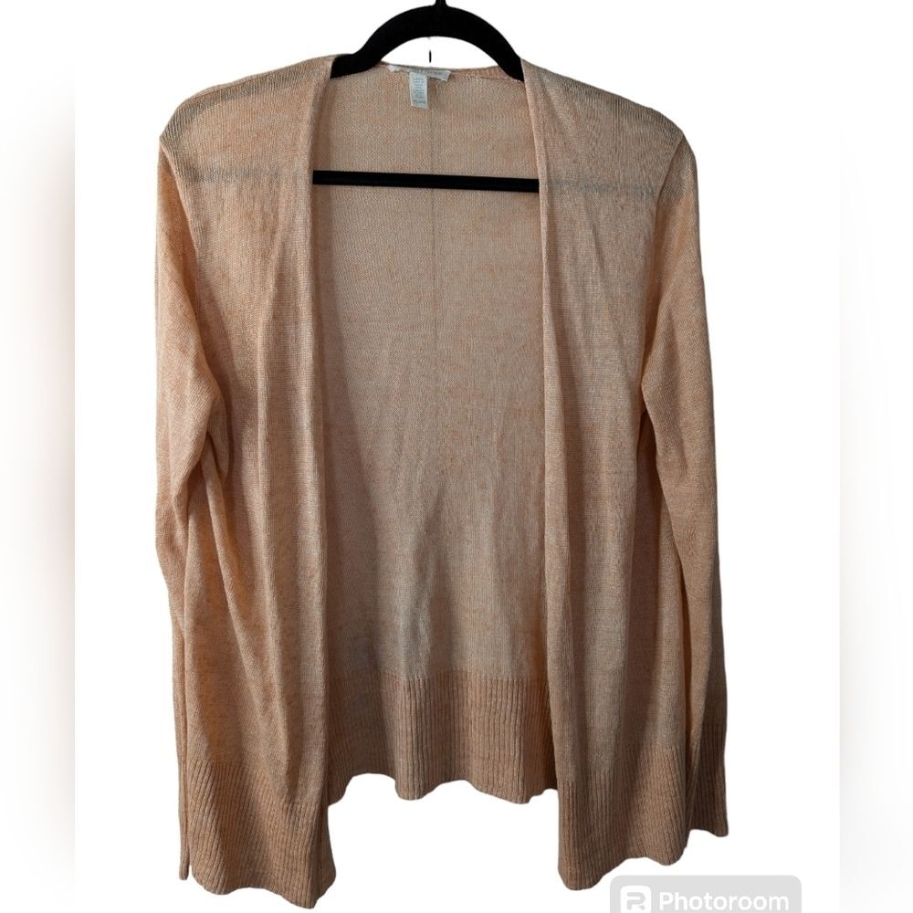 Eileen Fisher linen open cardigan orange sz L P